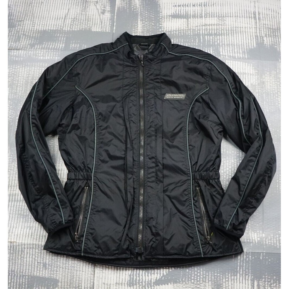 Olympia Moto Sports Jacket women Medium black liner reflective heat lining nylon
